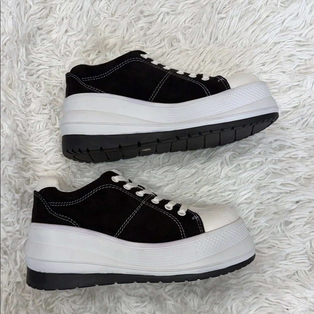 Dolls Kill Current Mood Black White Platform Sneaker Size 8